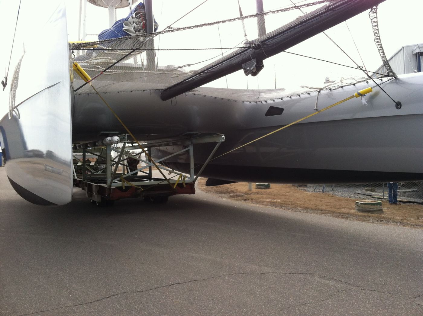 A Gunboat on the move at the Wanchese yard.
